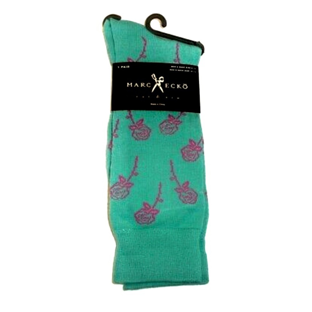 Novelty fun socks - Roses - teal & pink - floral
